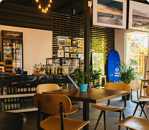 Partner branding in café or visitor materials