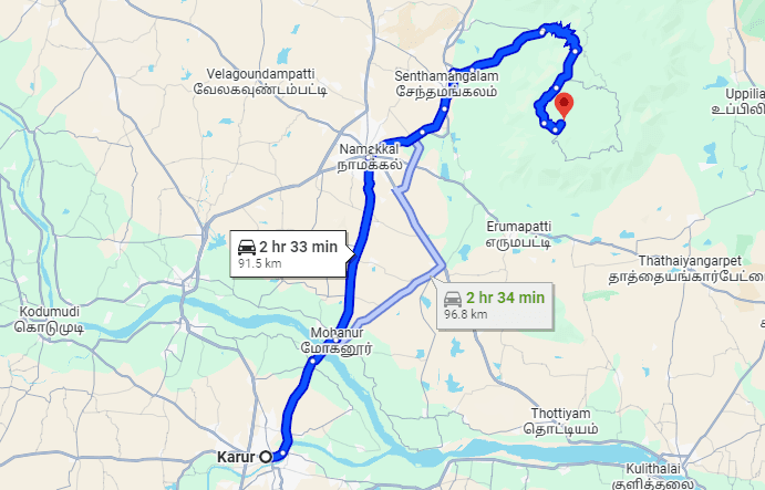 How to reach from Karur